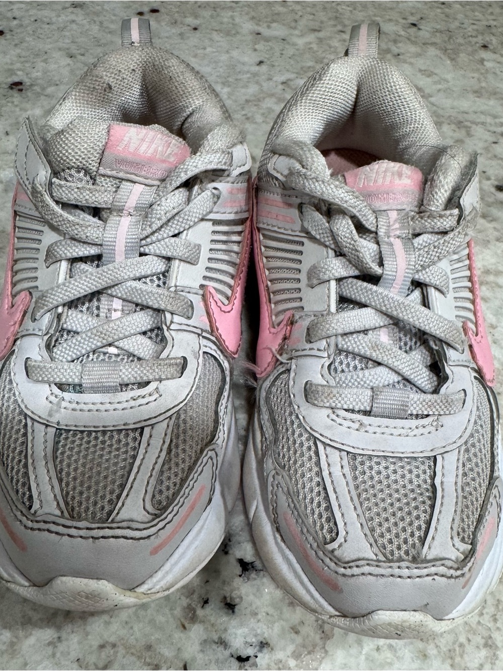 Nike Kids Light Gray and Pink Athletic Sneakers